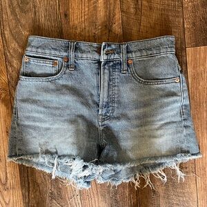 Madewell Light Blue Jean Shorts with Frayed Hem